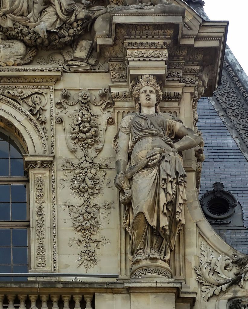 Created by Eugene Louis Lequesne in 1857 this is a sculpture that is part of a Caryatid - a support for the architecture above.