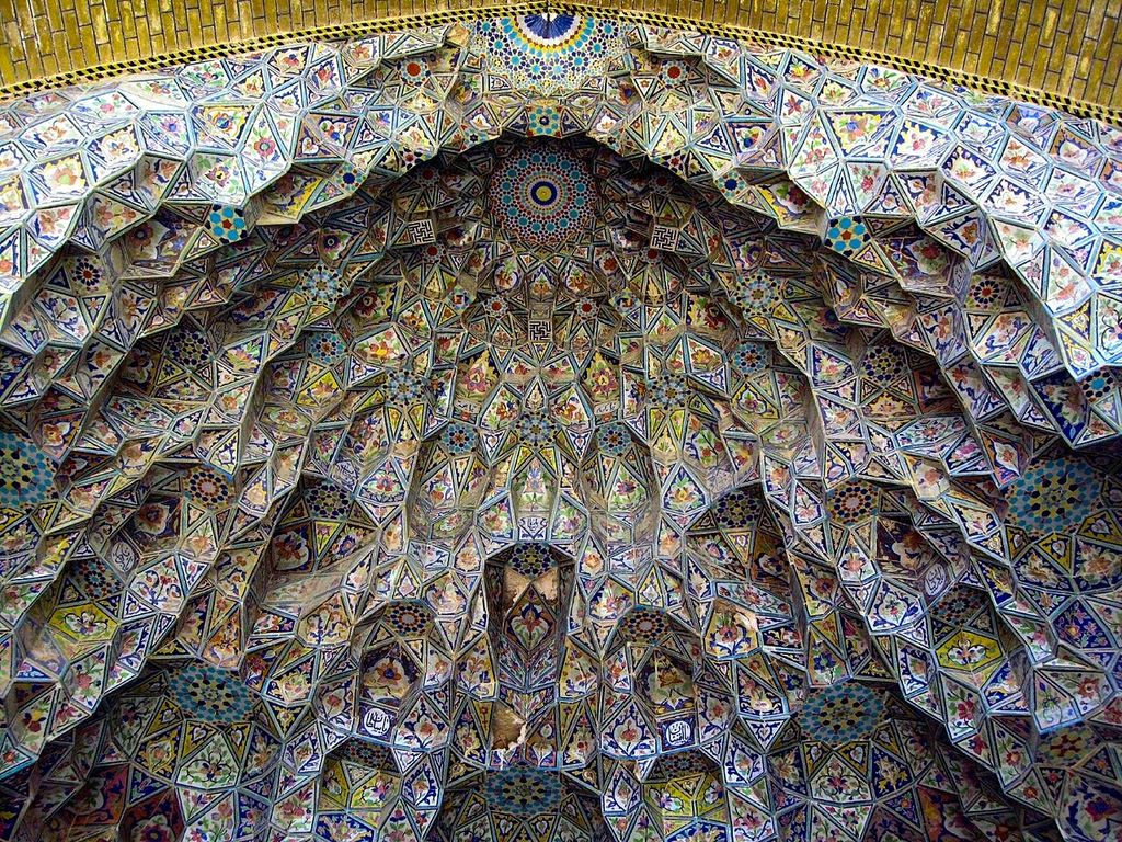 Jameh-ye Atigh Mosque, Shiraz, Iran, showing muqarnas iwan.