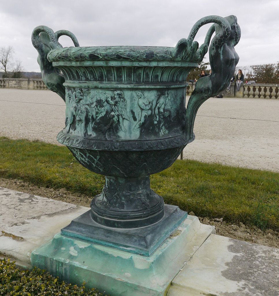 Photograph of the 'Parterre Sud' taken at the Park of the 'Château de Versailles' in France.
