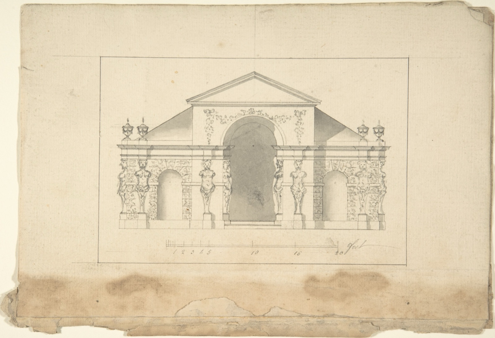 A garden pavilion front Met Open Access drawing