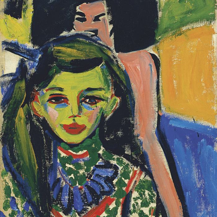 Fränzi in Front of a Carved Chair by Ernst Ludwig Kirchner