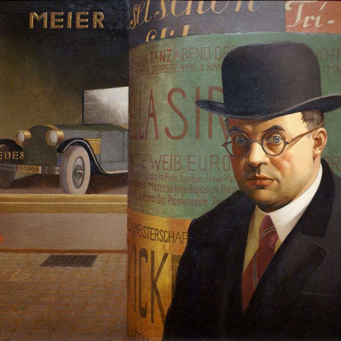 Self-Portrait in Front of an Advertising Column by Georg Scholz