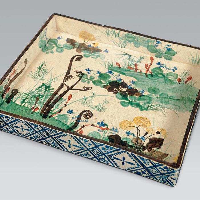 Square Dish with Spring Flowers and Grasses