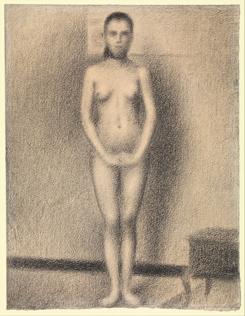 Georges Seurat, Study for "Poseuses", a historical drawing in Conté crayon on laid paper..