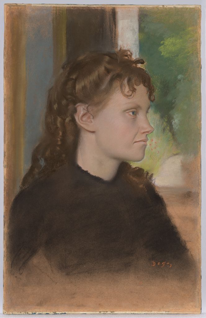 Close pastel portrait of Yves Morisot in profile