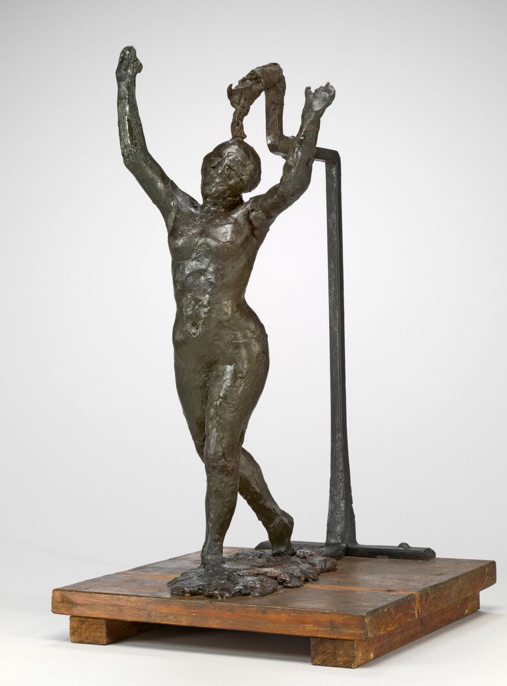 Original wax dancer moving forward with raised arms