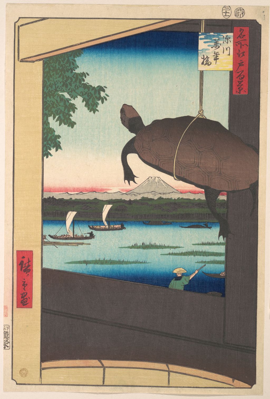 Hiroshige, Mannen Bridge, Fukagawa, from One Hundred Famous Views of Edo
