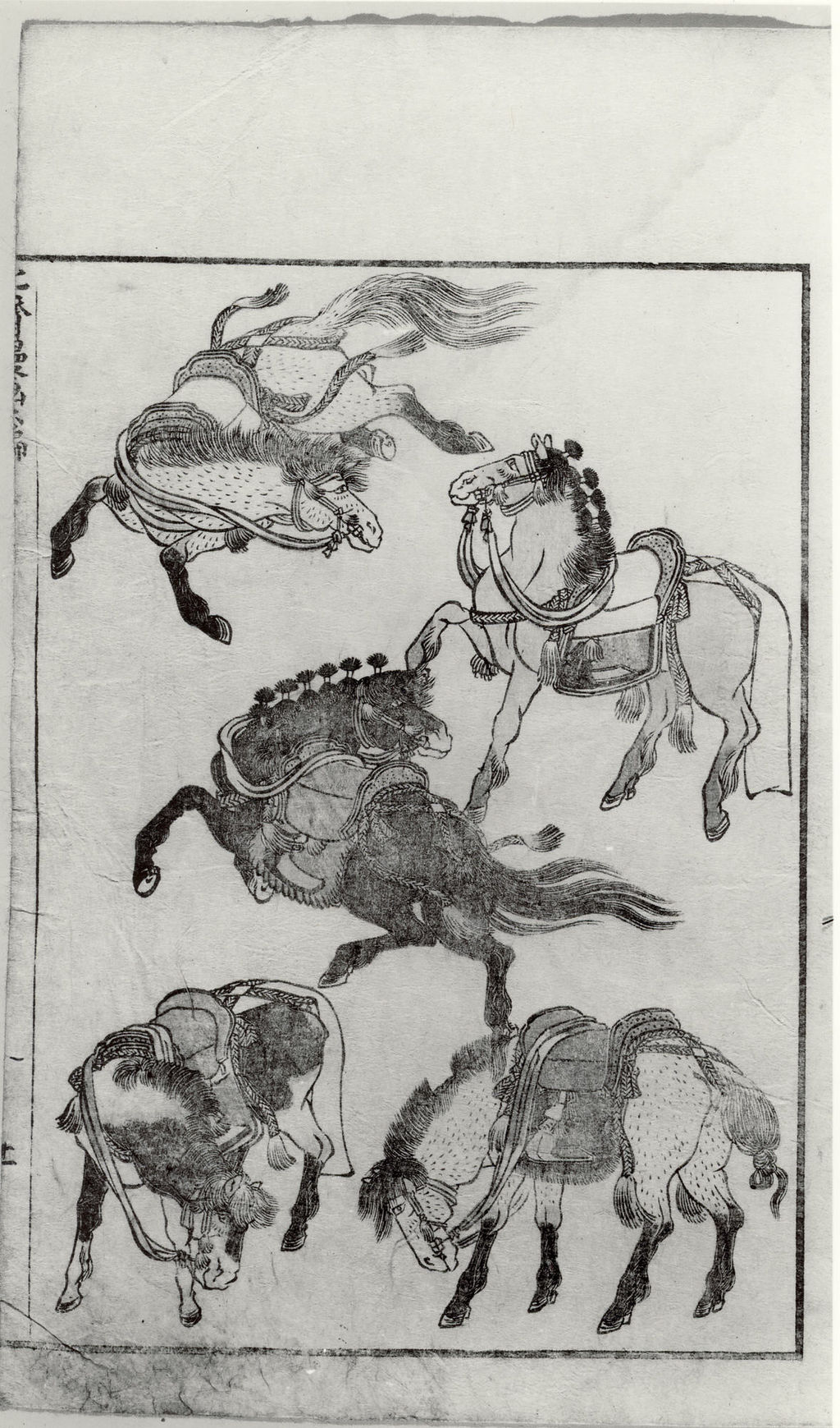 Hokusai Manga volume 6: horses shown in several poses