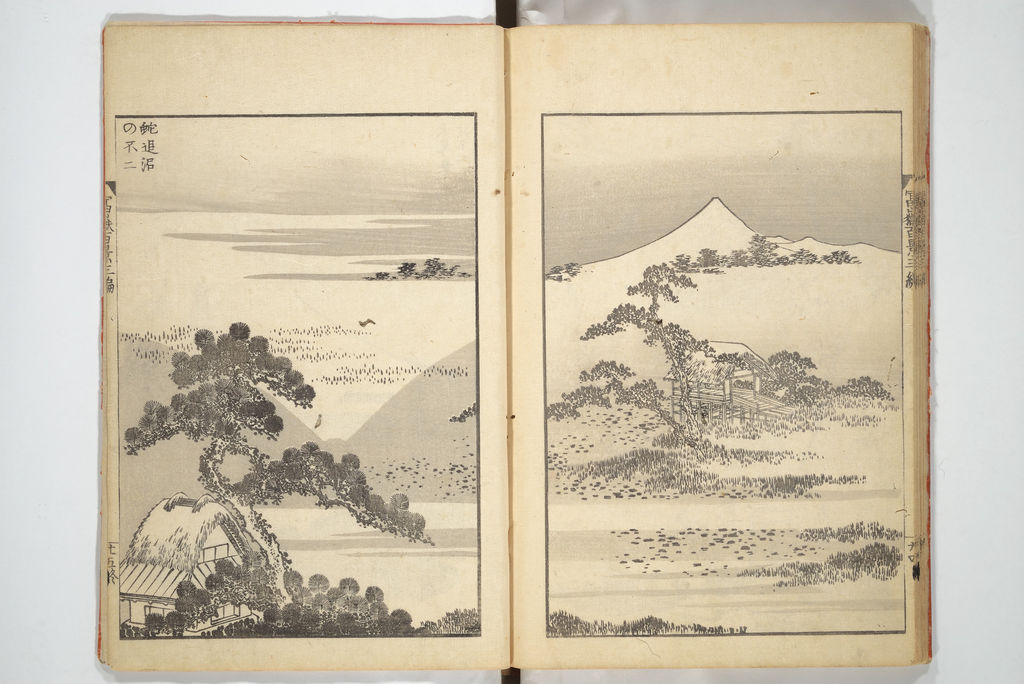 Hokusai, One Hundred Views of Mount Fuji, volume 3: Fuji by a hut