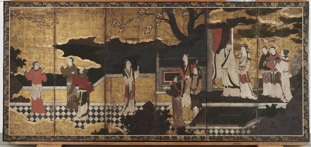 《明皇・楊貴妃図屏風》、狩野永徳作、Smithsonian National Museum of Asian Art、F1900.10