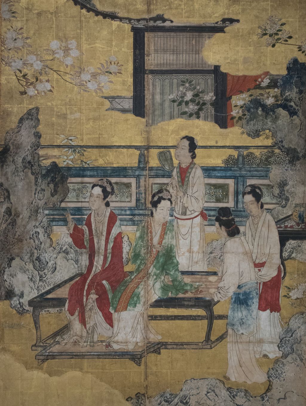《宮廷庭園の中国女性》・旧伝永徳作、旧伝・狩野永徳作、メトロポリタン美術館、29.100.495g, h