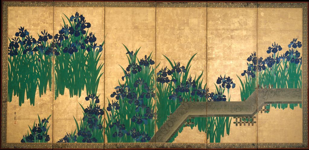 《八橋図屏風》画面2 — Met 53.7.1, .2