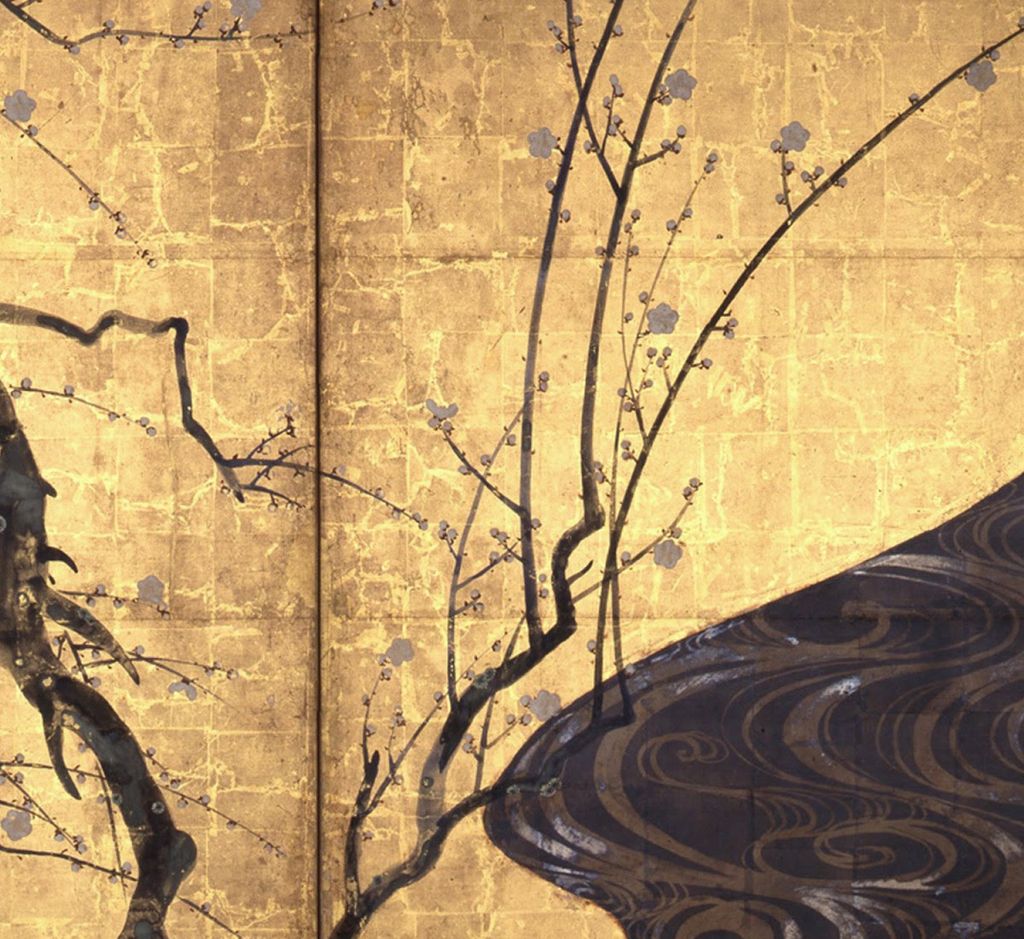 金地と小さな梅花
