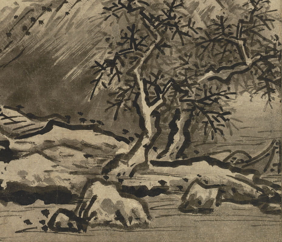 手前の岸と木 — A-1398 cropped detail