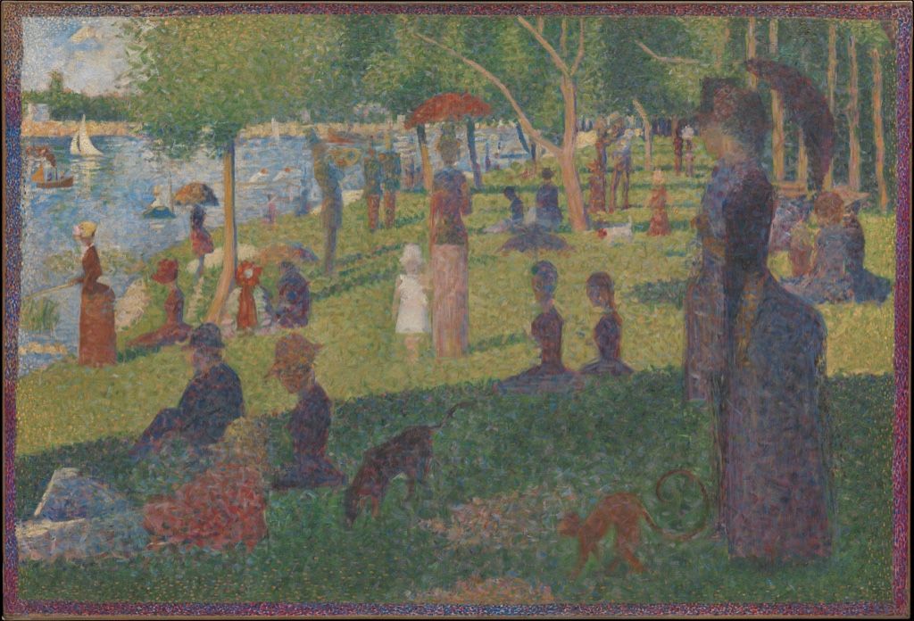 Seurat's painted study for A Sunday on La Grande Jatte on a compact horizontal canvas.