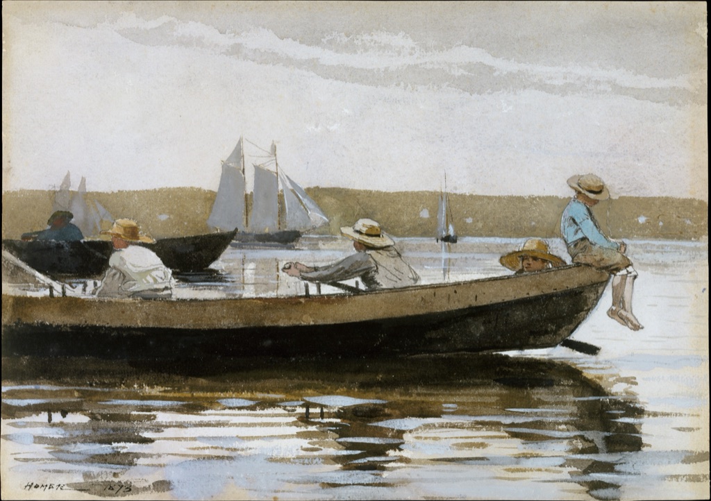 Winslow Homer’s Boys in a Dory, painted on medium rough-textured white wove paper