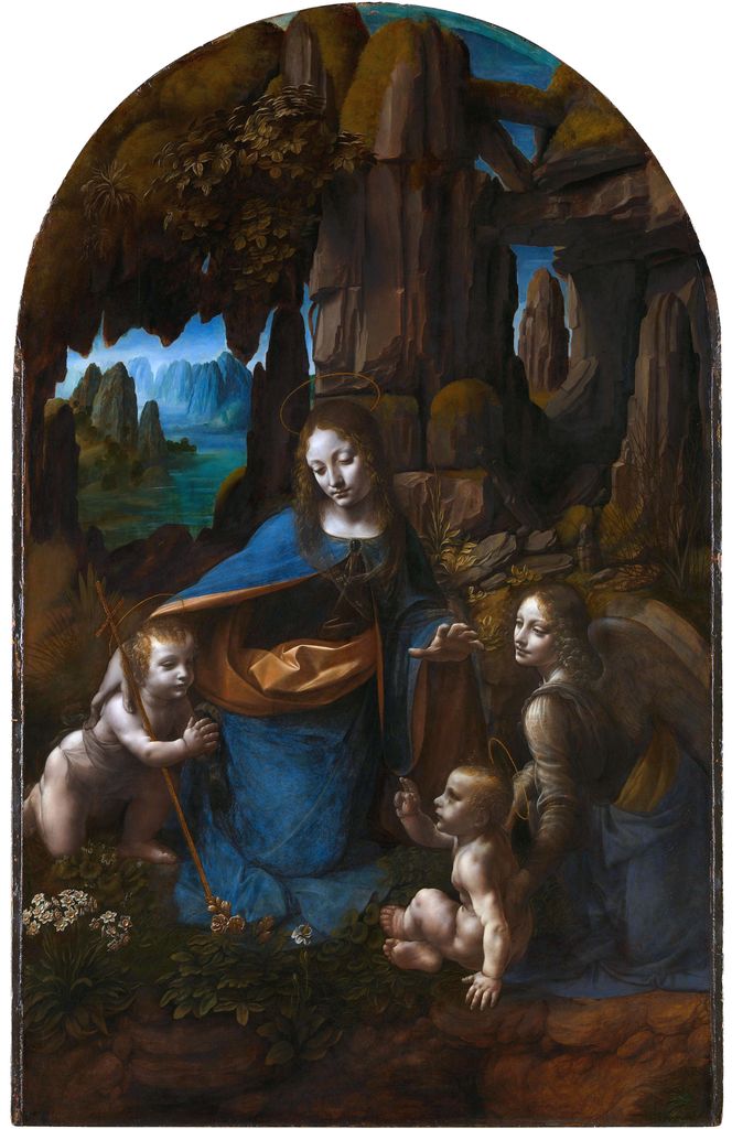 Leonardo's Virgin of the Rocks illustrating painting techniques