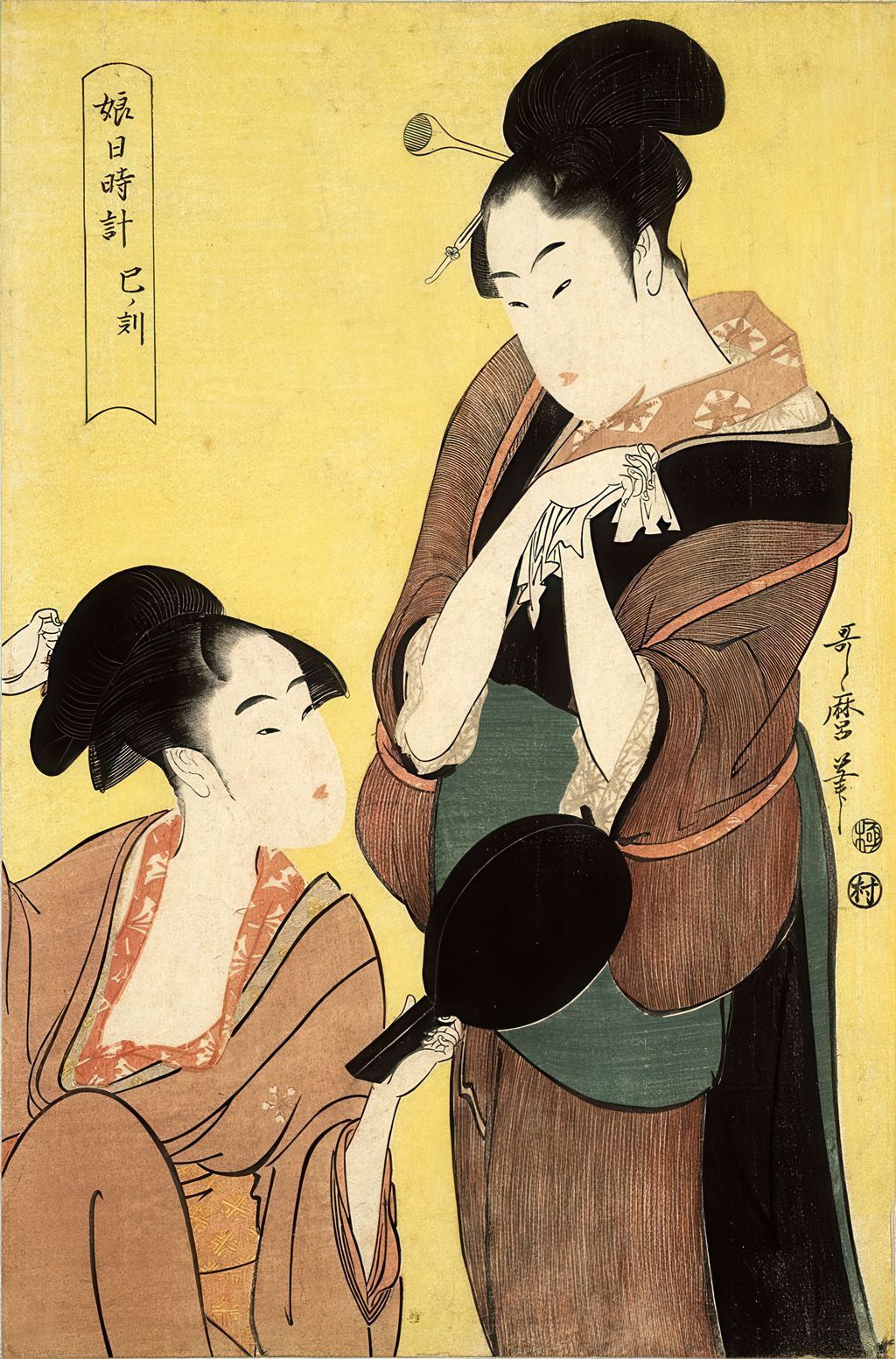 Women playing with a mirror